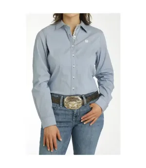 Women's Cinch STRIPE L/S STRETCH SHIRT- LIGHT BLUE