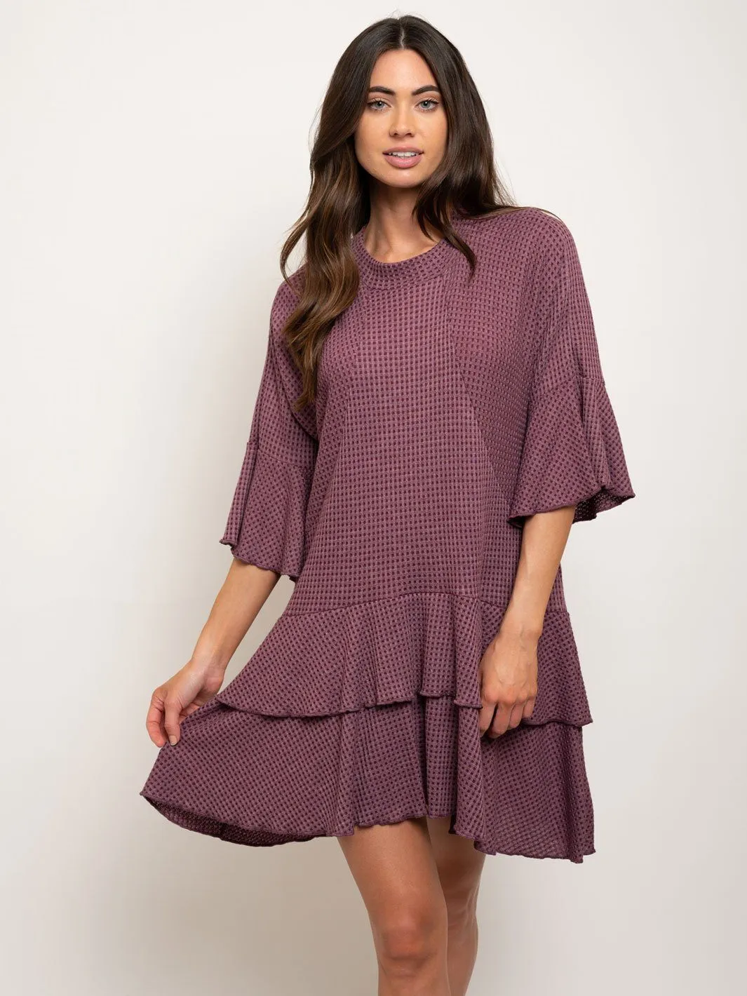 WOMEN'S RUFFLE LAYERED  MINI DRESS