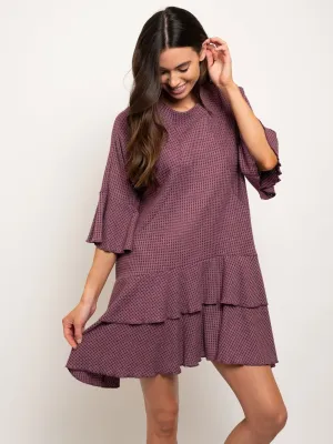 WOMEN'S RUFFLE LAYERED  MINI DRESS