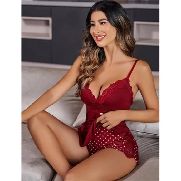 Womens Sleepwear Lace Pajamas Cami PJS Set Pajama Set for Women