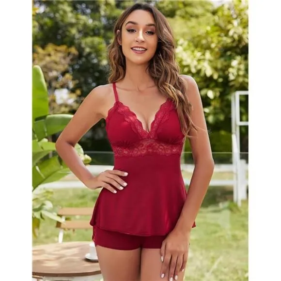 Womens Sleepwear Lace Pajamas Cami PJS Set Pajama Set for Women