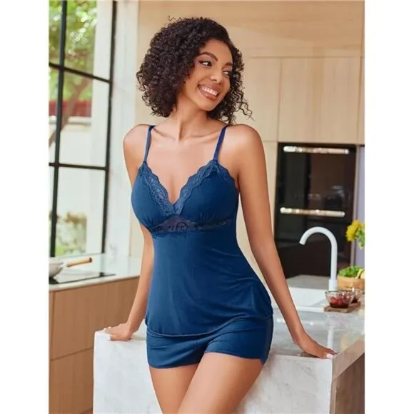 Womens Sleepwear Lace Pajamas Cami PJS Set Pajama Set for Women