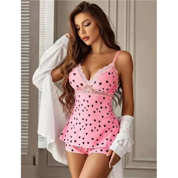 Womens Sleepwear Lace Pajamas Cami PJS Set Pajama Set for Women