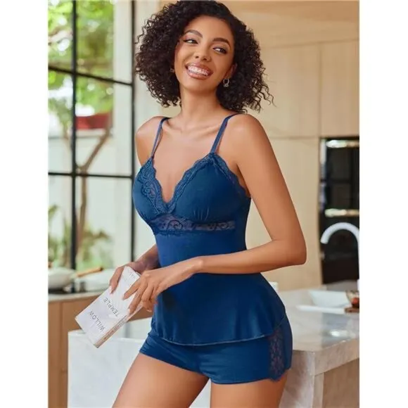 Womens Sleepwear Lace Pajamas Cami PJS Set Pajama Set for Women