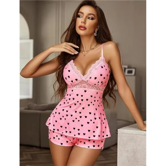 Womens Sleepwear Lace Pajamas Cami PJS Set Pajama Set for Women