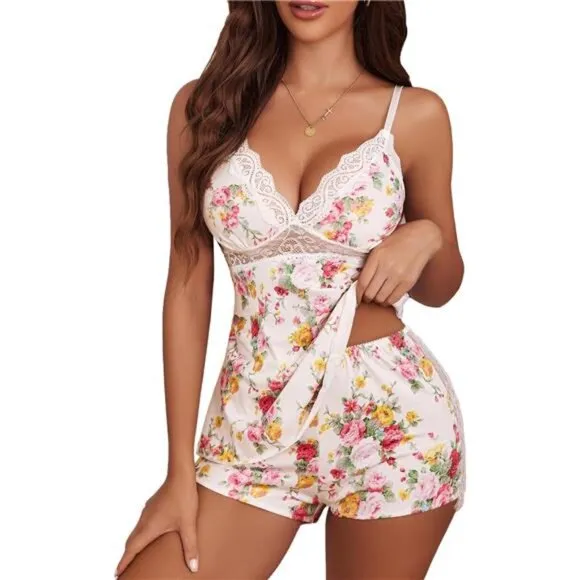 Womens Sleepwear Lace Pajamas Cami PJS Set Pajama Set for Women