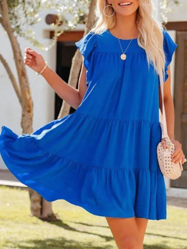 Women's Solid Color Tiered Mini Dress