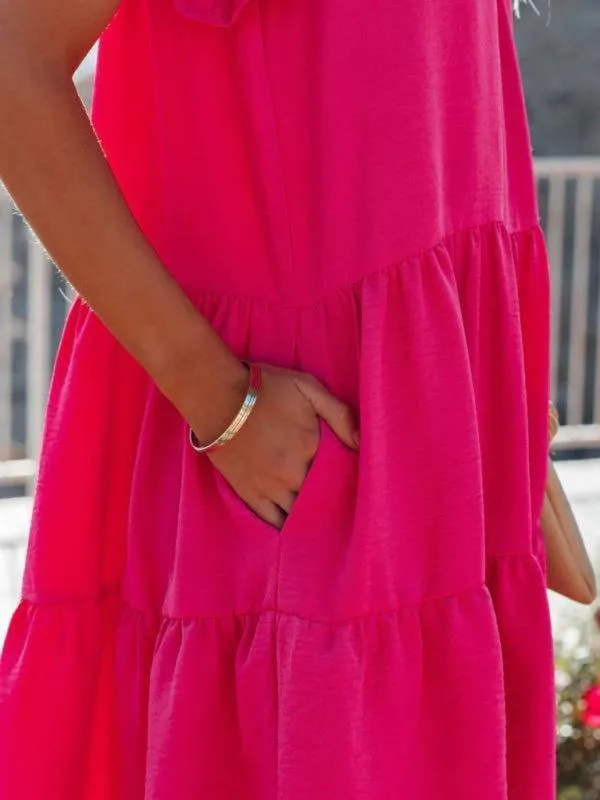 Women's Solid Color Tiered Mini Dress
