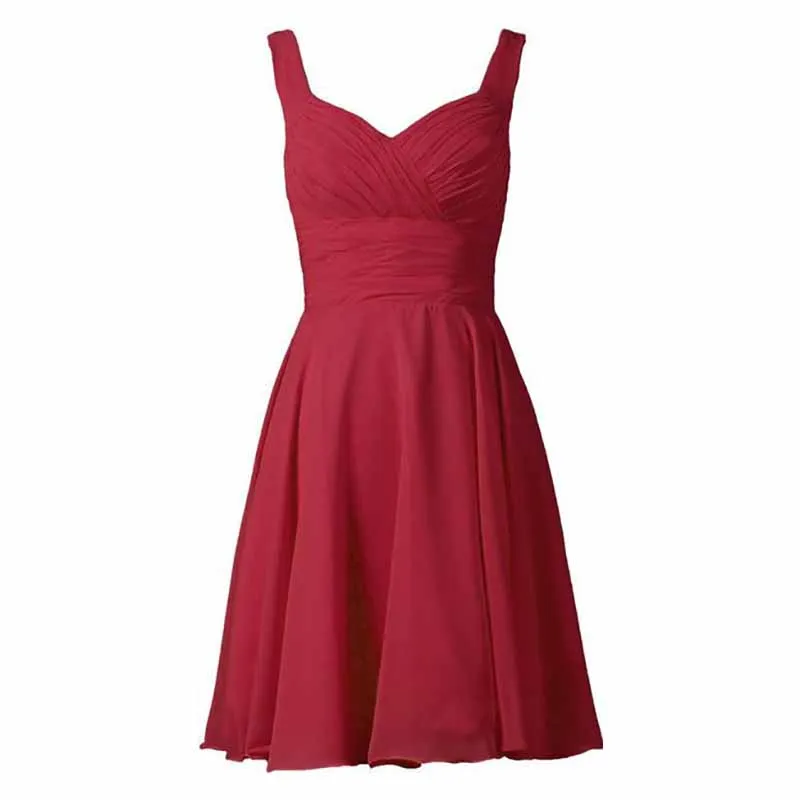 Women's V-Neck Chiffon Bridesmaid Dresses Short Prom Gown