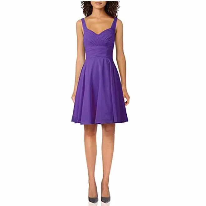 Women's V-Neck Chiffon Bridesmaid Dresses Short Prom Gown