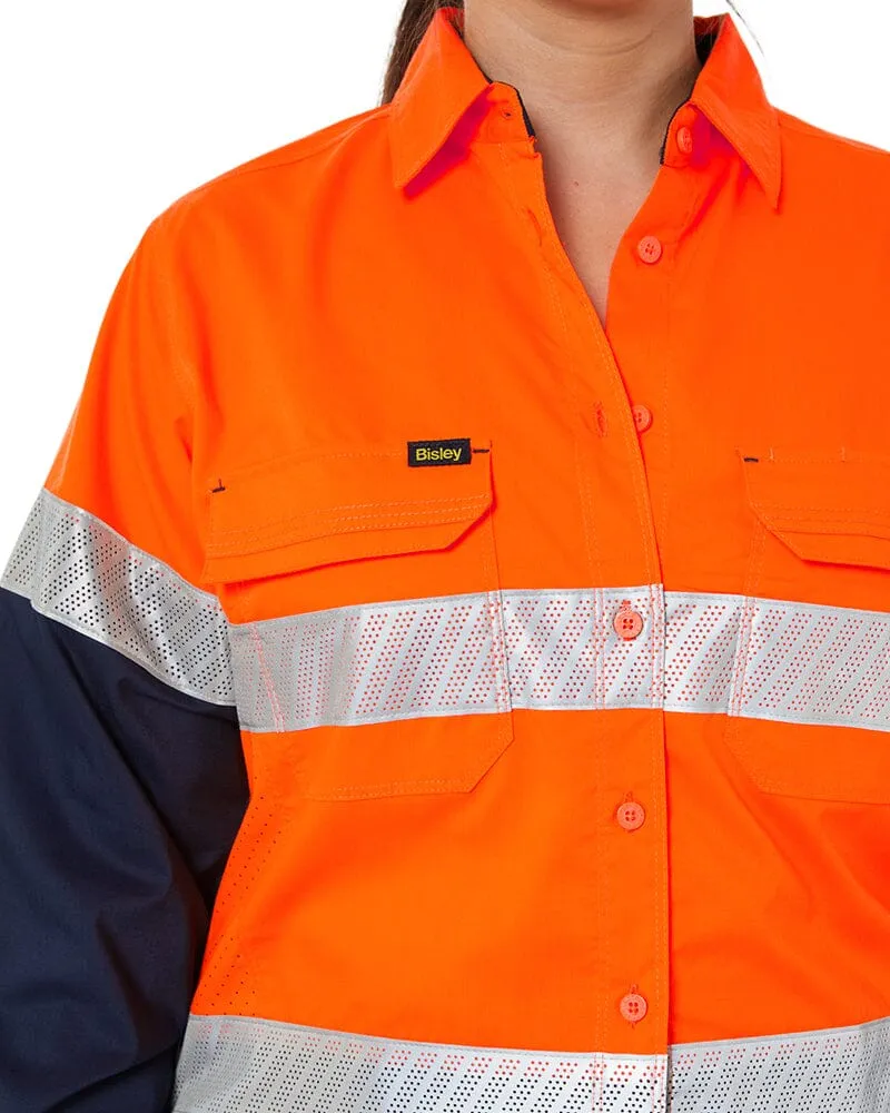 Womens X Airflow Hi Vis Taped Stretch Ripstop Shirt * - Orange/Navy