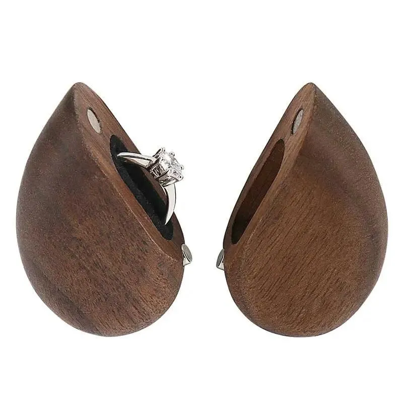 Wood Gift Heart Shape Ring Box for Wedding Engagement