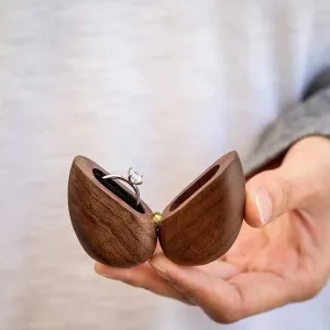 Wood Gift Heart Shape Ring Box for Wedding Engagement