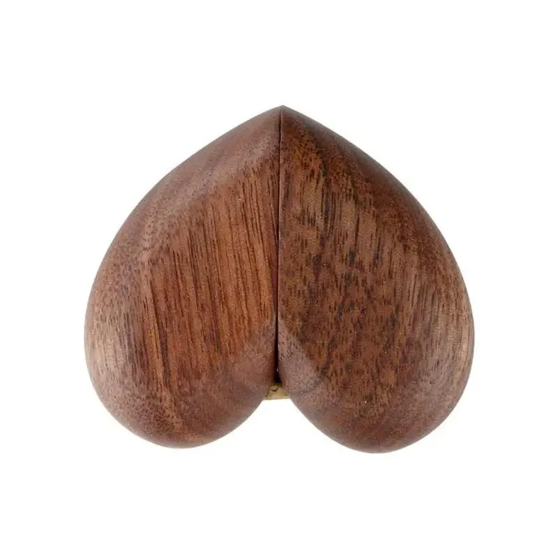 Wood Gift Heart Shape Ring Box for Wedding Engagement