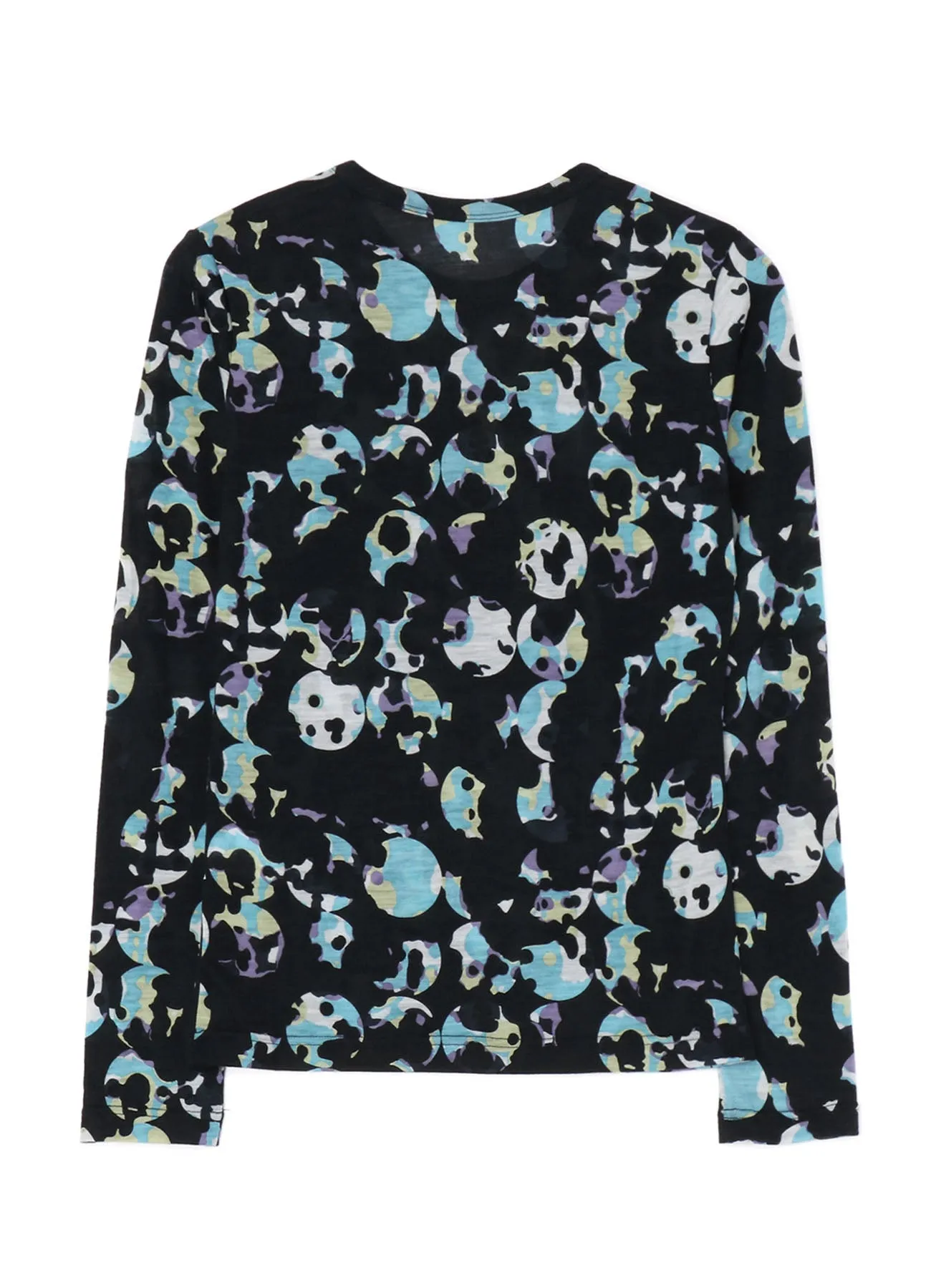 WOOL JERSEY DOT PRINT LONG SLEEVE SLIM FIT T-SHIRT