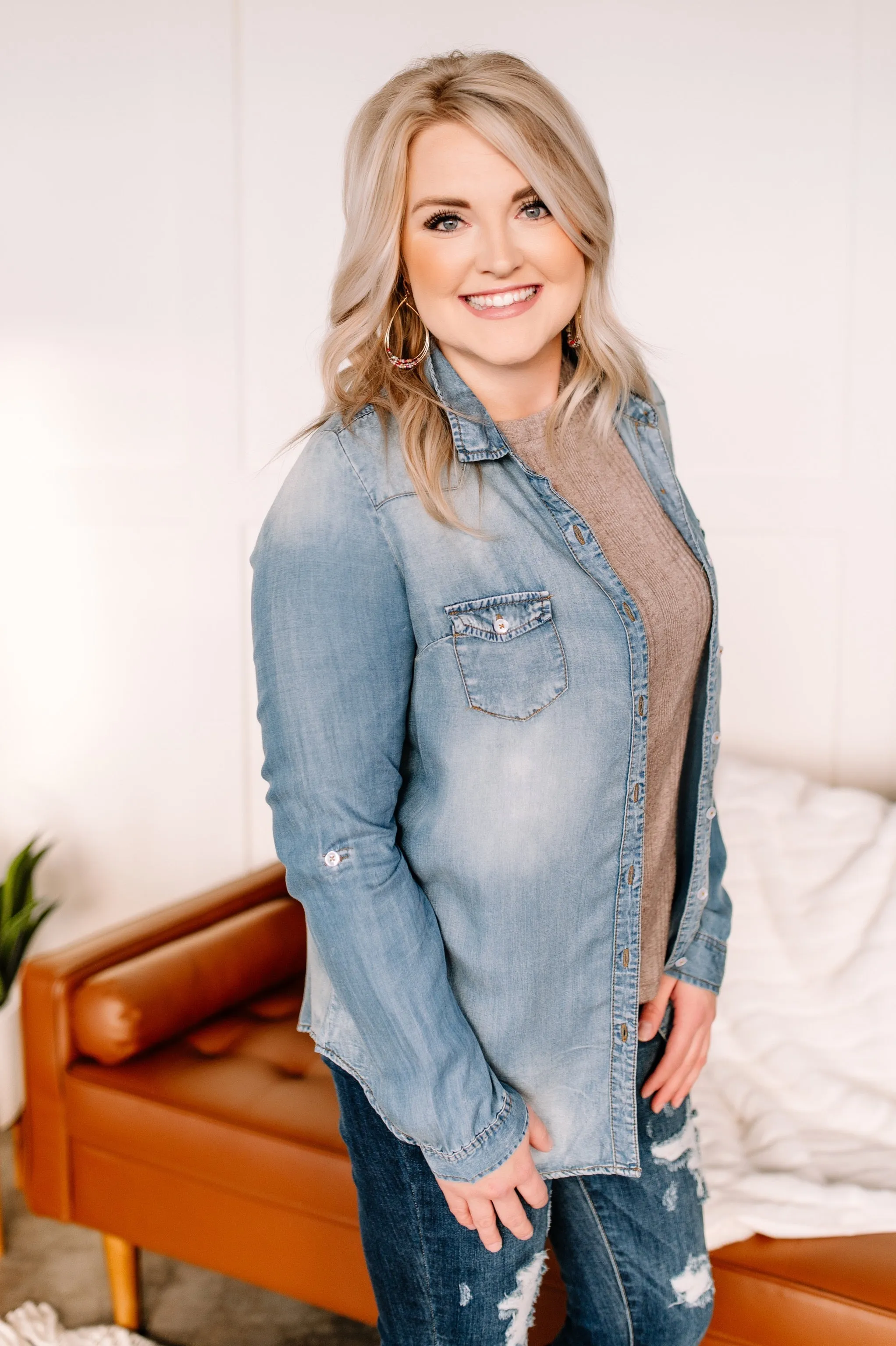 Worn Around The Edges Top In Denim