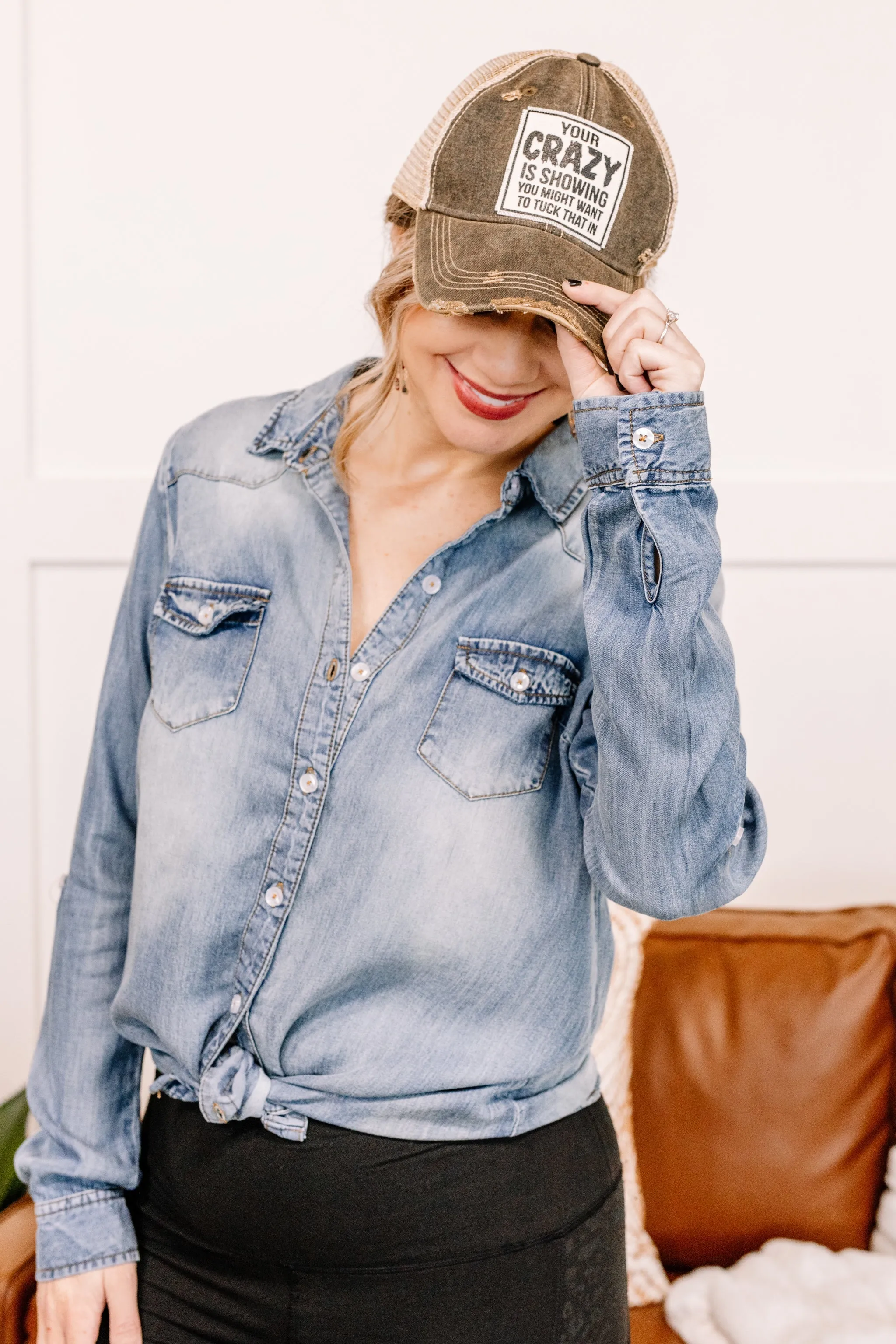 Worn Around The Edges Top In Denim