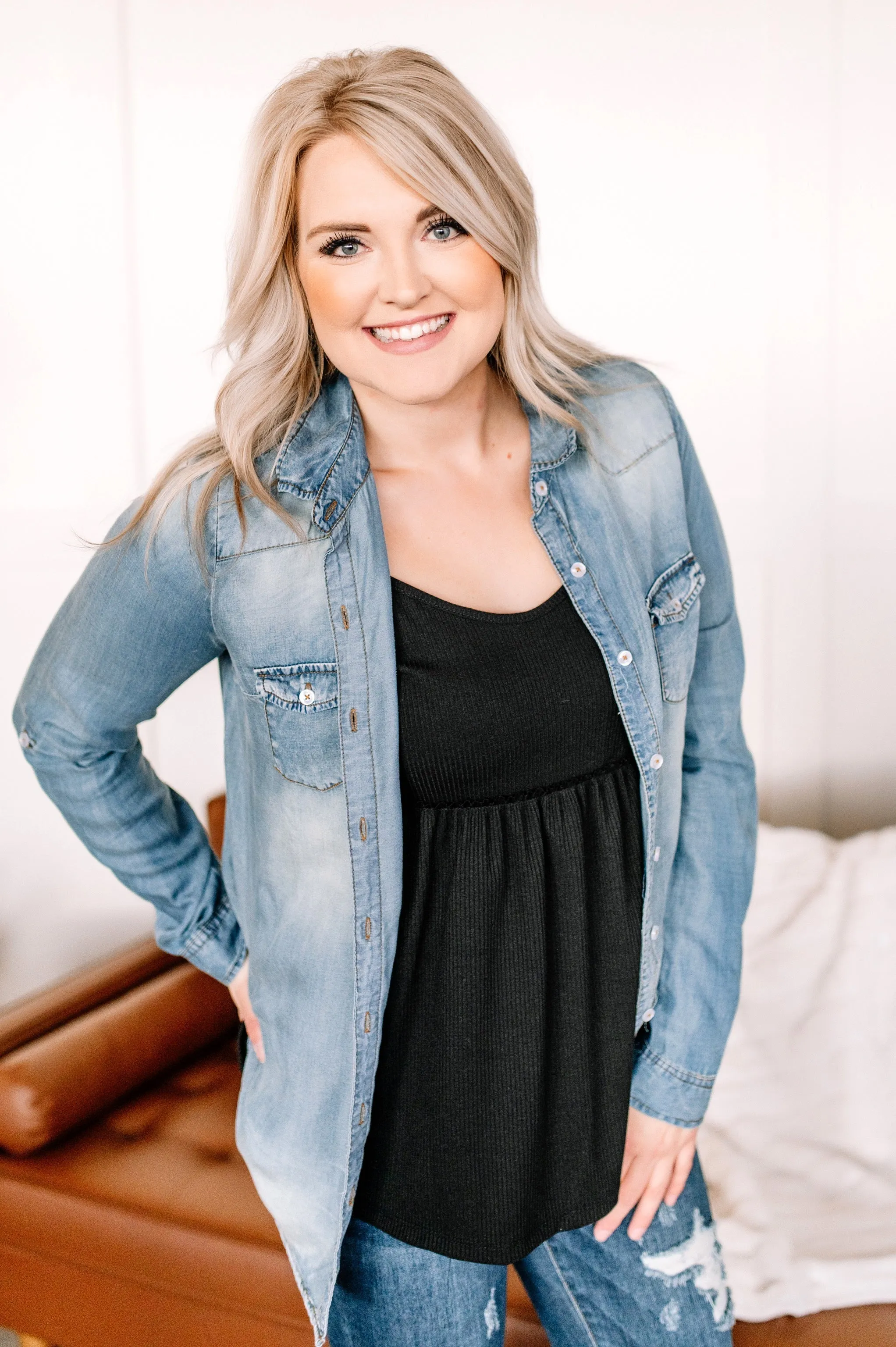 Worn Around The Edges Top In Denim