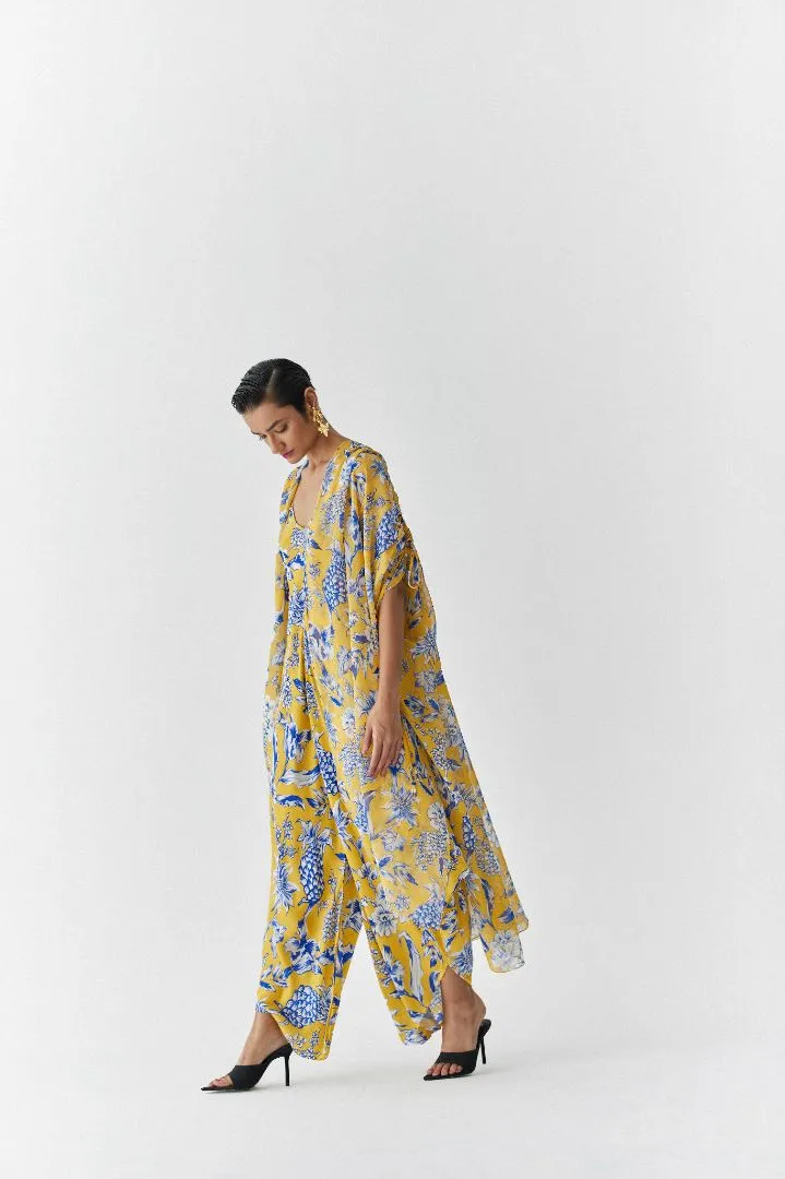 Yellow Pineapple Jumpsuit with Cape