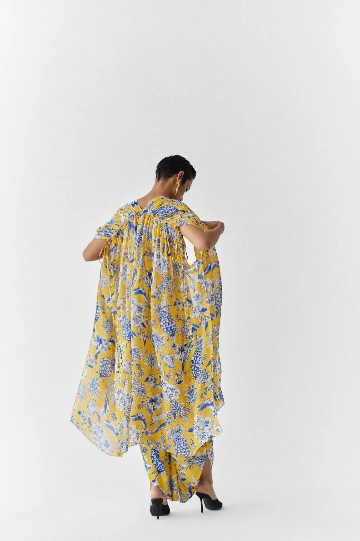 Yellow Pineapple Jumpsuit with Cape