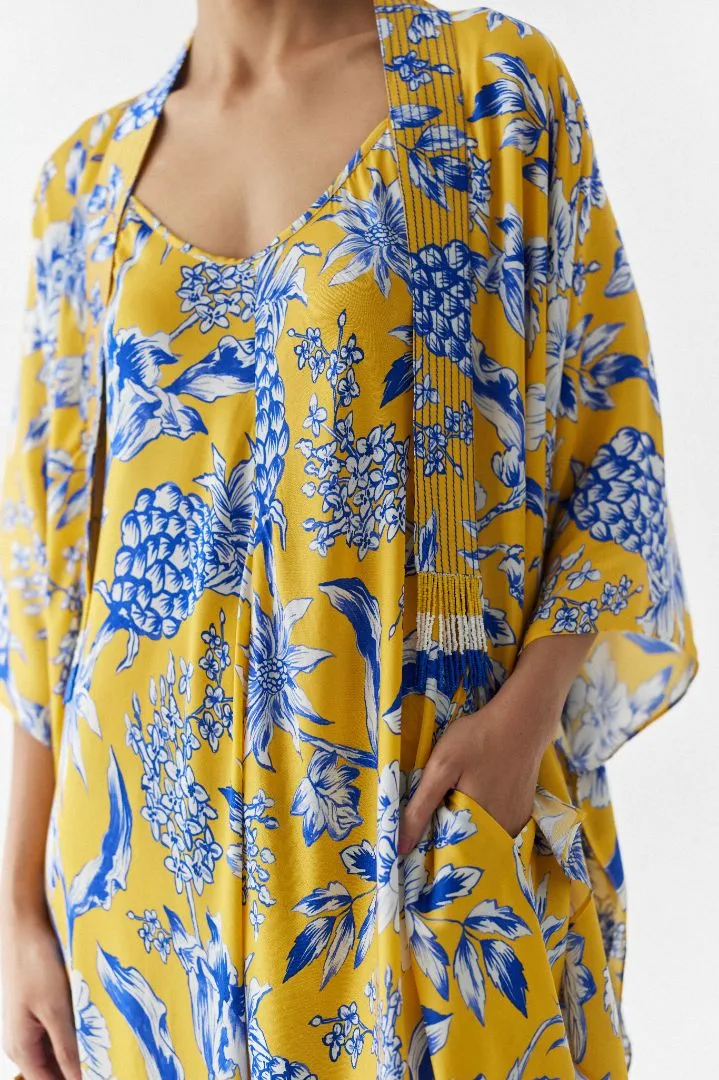 Yellow Pineapple Jumpsuit with Cape
