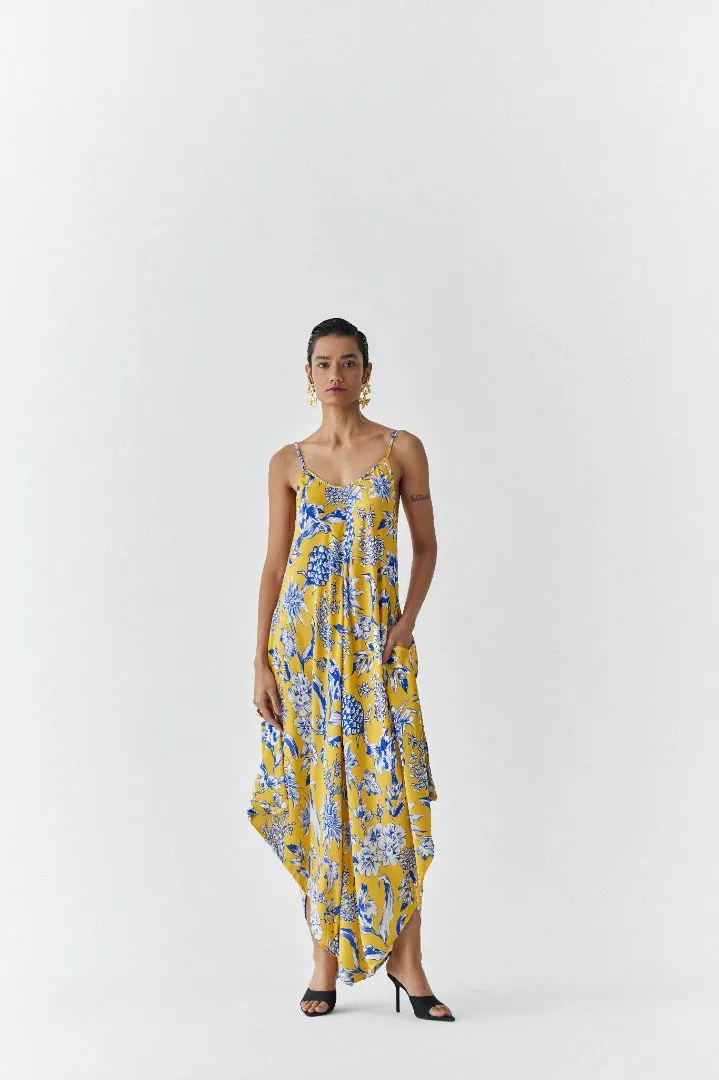 Yellow Pineapple Jumpsuit with Cape
