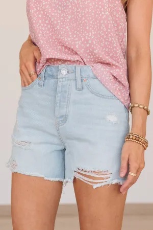 YMI High-Rise Mom Shorts- Light Lisa Wash