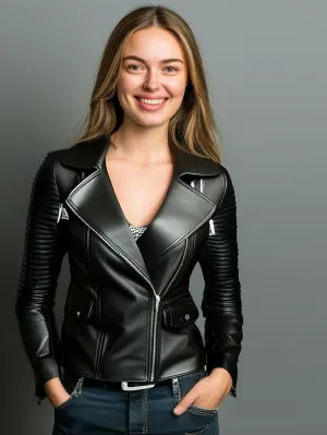Zip Cuff Chic Biker Leather Jacket