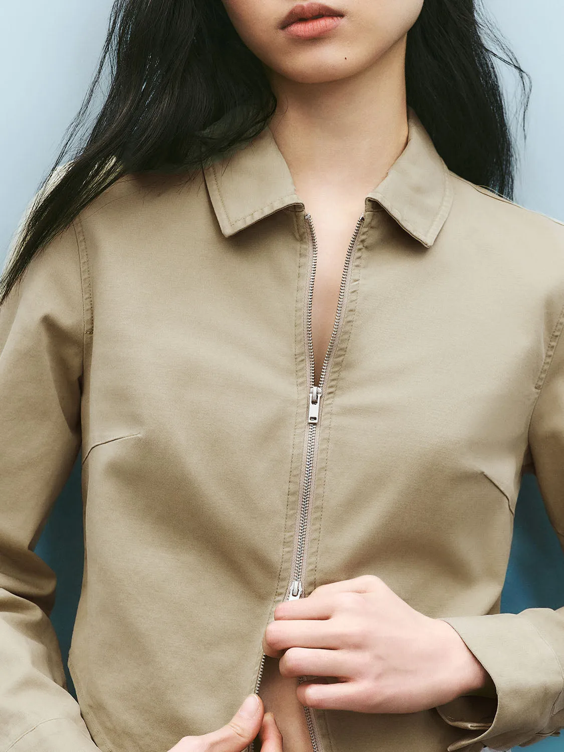Zip Up Front Long Sleeve Shirts