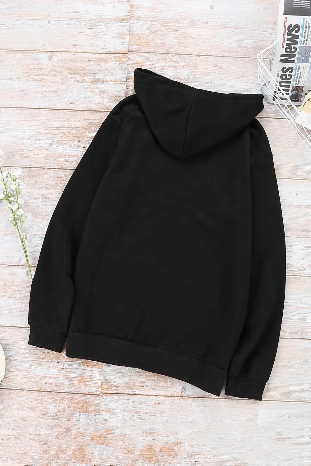 Zip-Up Pocket Drawstring Hoodie Jacket