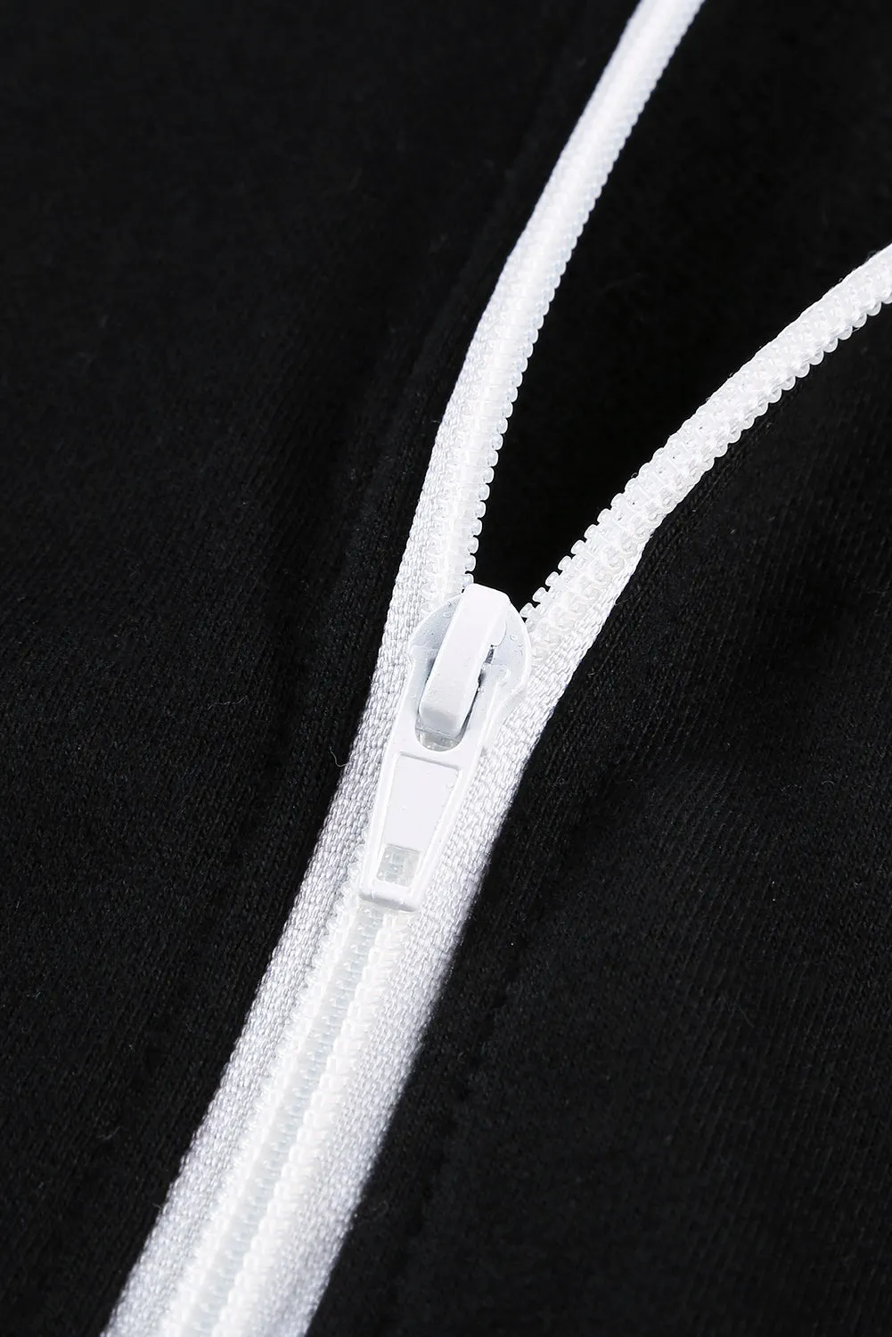 Zip-Up Pocket Drawstring Hoodie Jacket